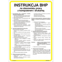 Instrukcja BHP praca przy komputarze i drukarce